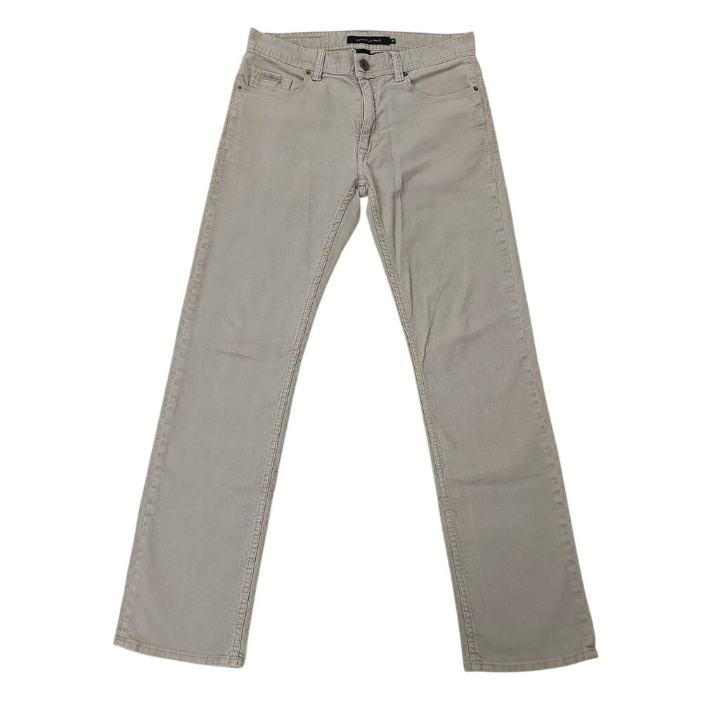 Calvin Klein Jeans Mens Corduroy Pants 30x31 Beige Straight Stretch Preppy
